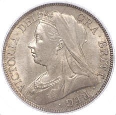 1/2 кроны 1894 года Великобритания (Королева Виктория) — в слабе PCGS (MS64) — Фото №2