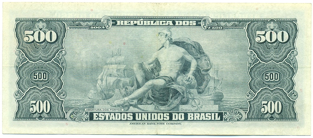 50 сентаво 1967 года Бразилия (Надпечатка на 500 крузейро) — Фото №2