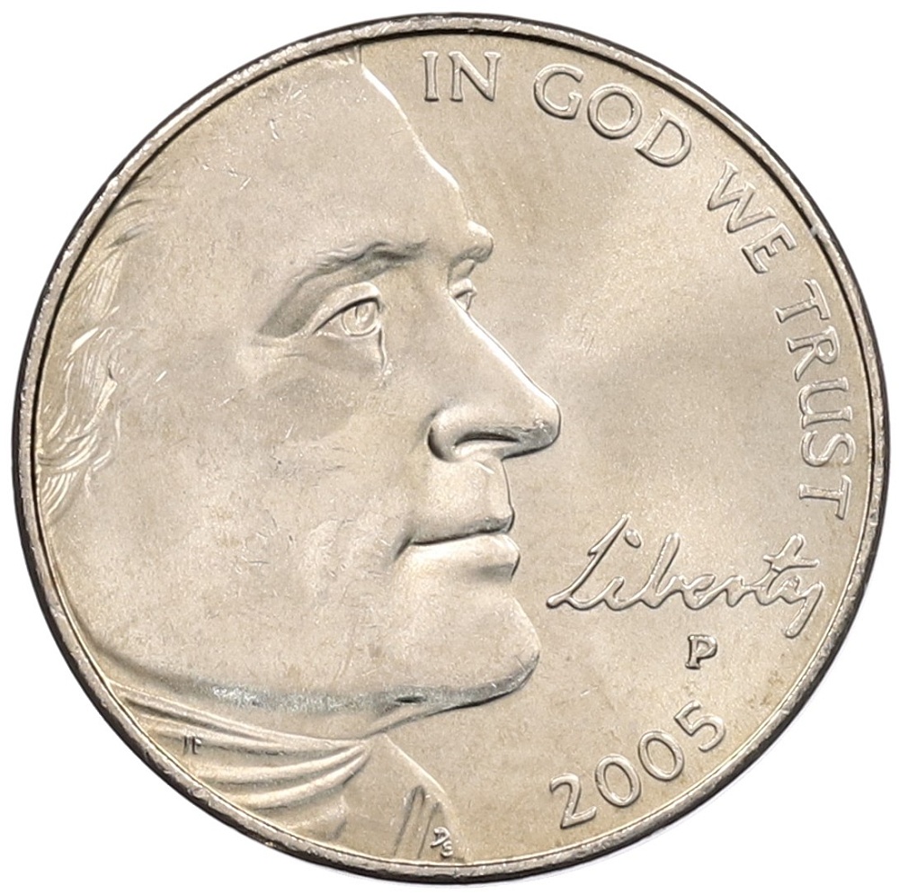 5 центов 2005 года P США «200 лет экспедиции Льюиса и Кларка — Бизон» — Фото №2