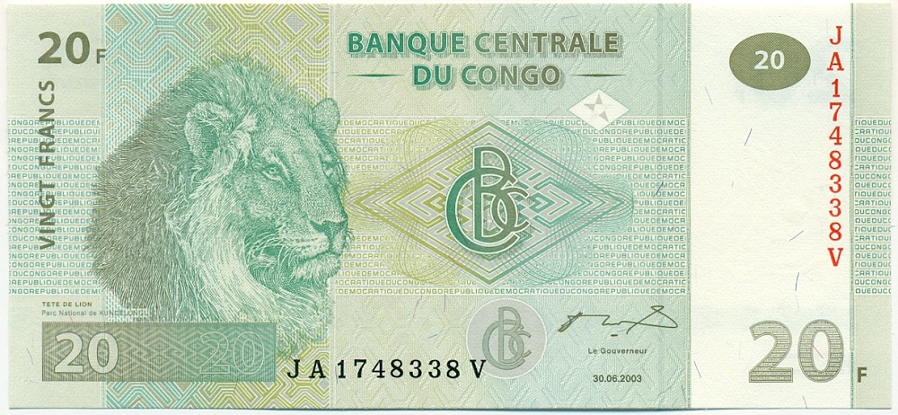 20 франков 2003 года Конго (ДРК) — Фото №1