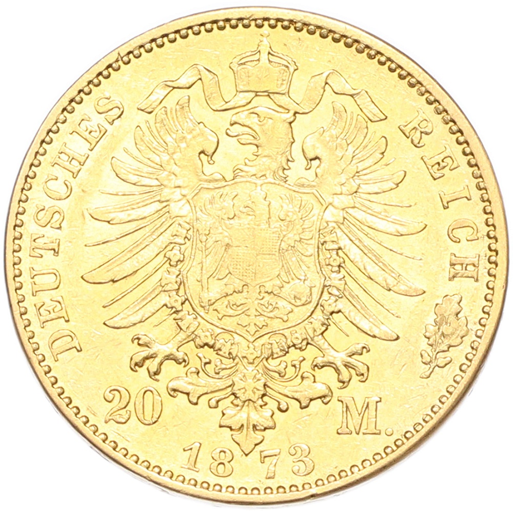 20 марок 1873 года H Германия (Гессен) — Фото №2