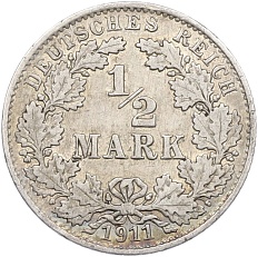 1/2 марки 1911 года A Германия — Фото №1
