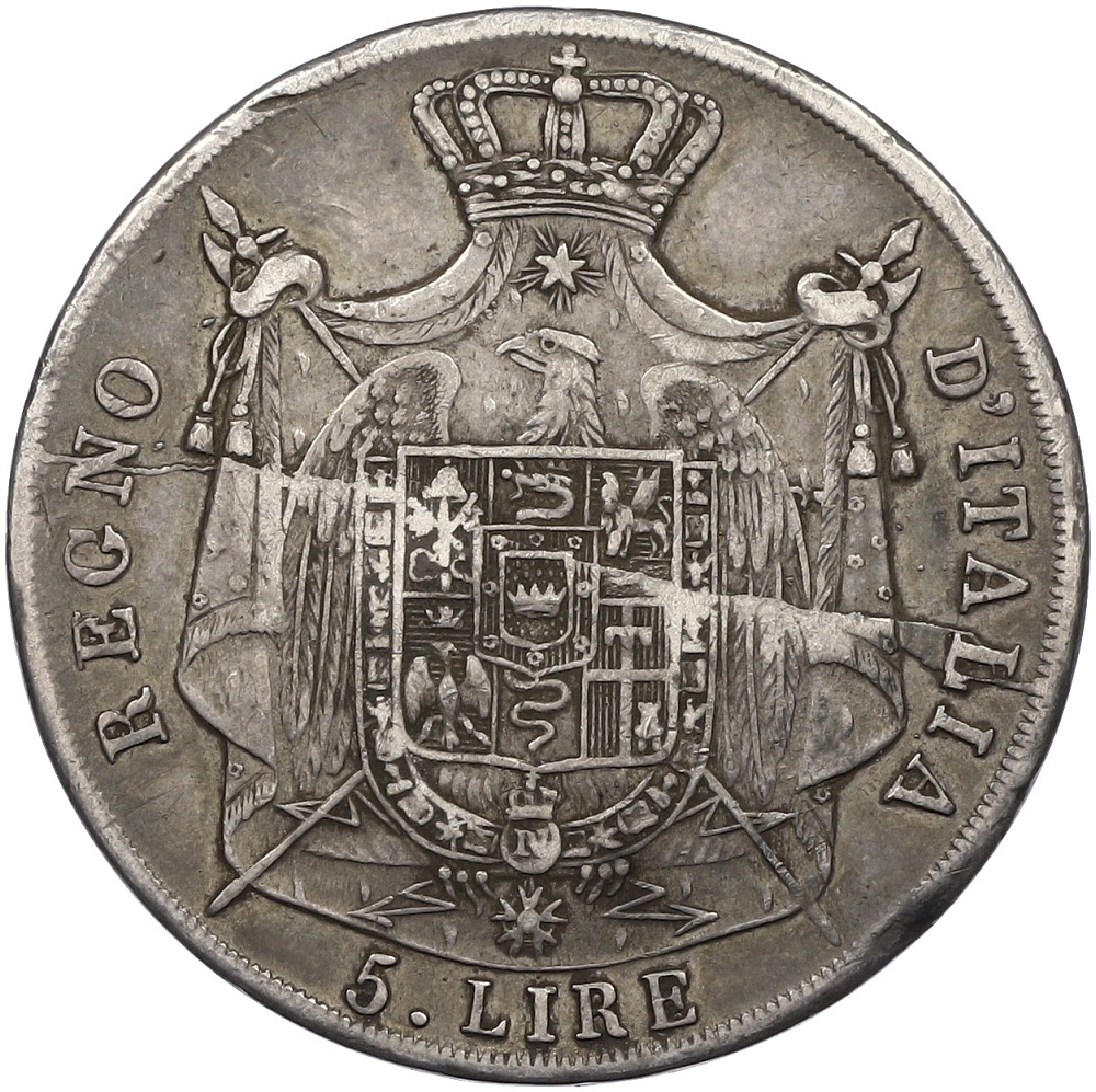 5 лир 1811 года M Наполеоновское королевство Италия — Фото №2