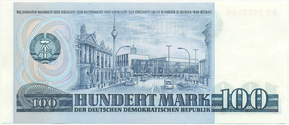 100 марок 1975 года Восточная Германия (ГДР) — Фото №2