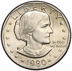 1 доллар 1980 года D США «Сьюзен Энтони» — Фото №1