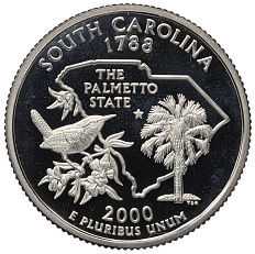 1/4 доллара (25 центов) 2000 года S США «Штаты и территории — Штат Южная Каролина» — Фото №1