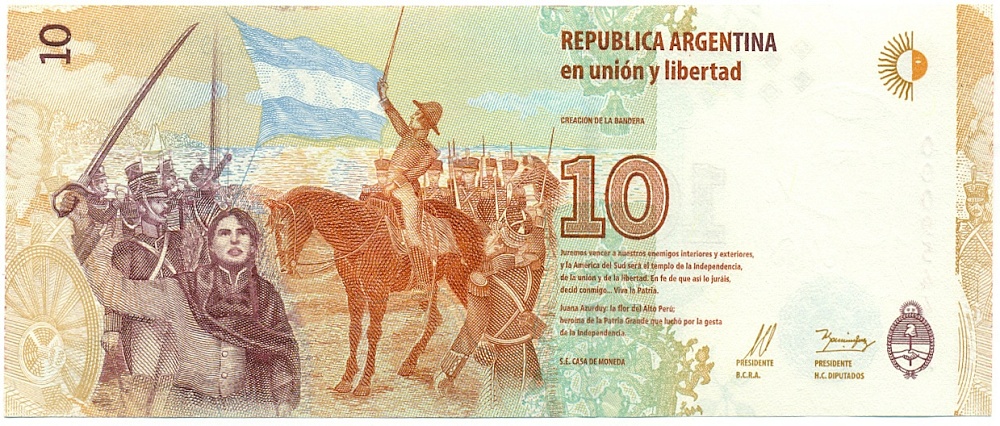 10 песо 2016 года Аргентина — Фото №2