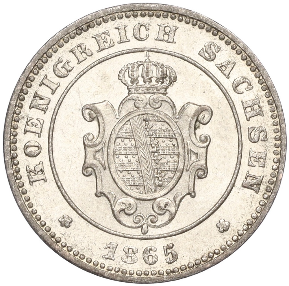 1 новый грош / 10 пфеннигов 1865 года Саксония — Фото №1