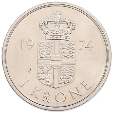 1 крона 1974 года Дания — Фото №1