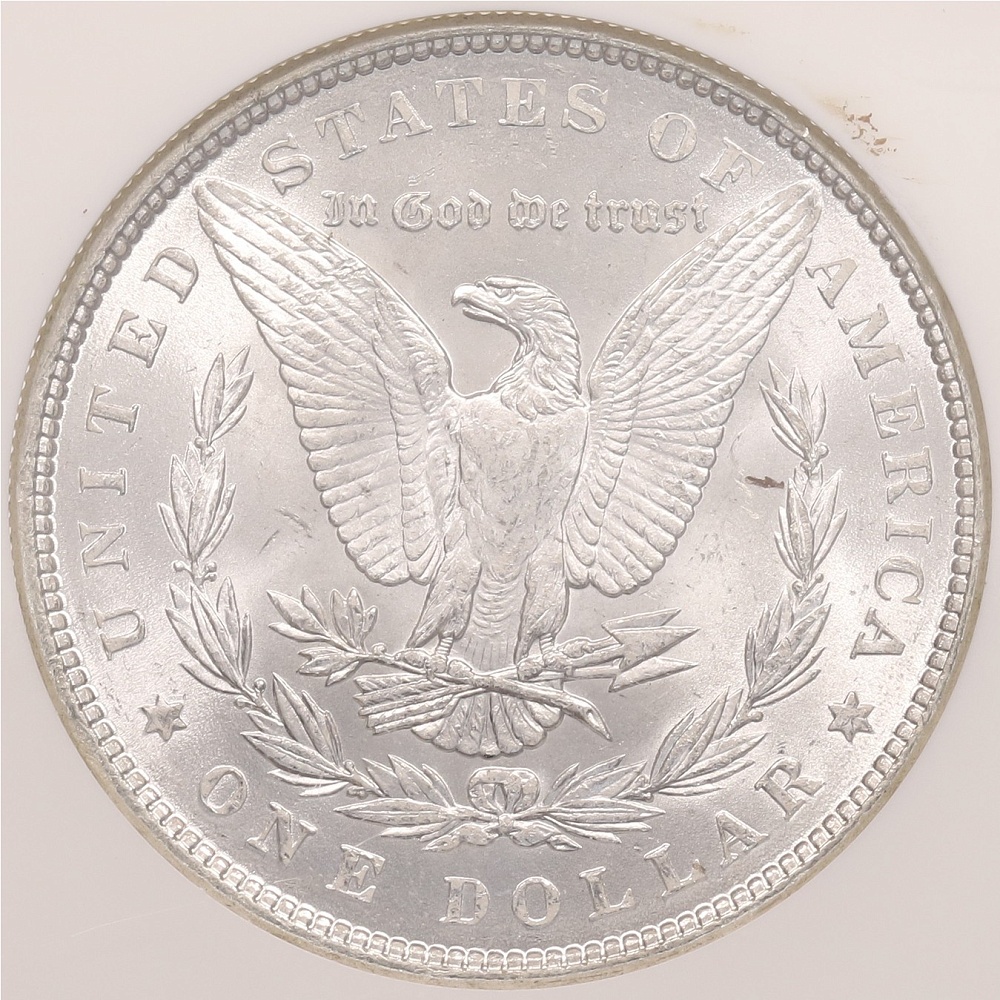1 доллар 1887 года США «Доллар Моргана» в слабе NGC (MS64) — Фото №2