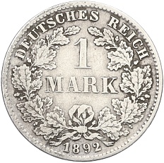 1 марка 1892 года D Германия — Фото №1