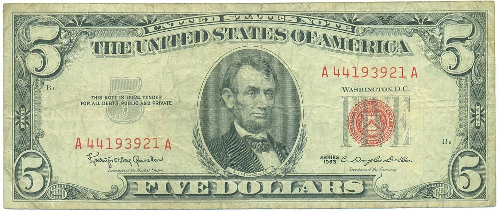 5 долларов 1963 года США — Фото №1