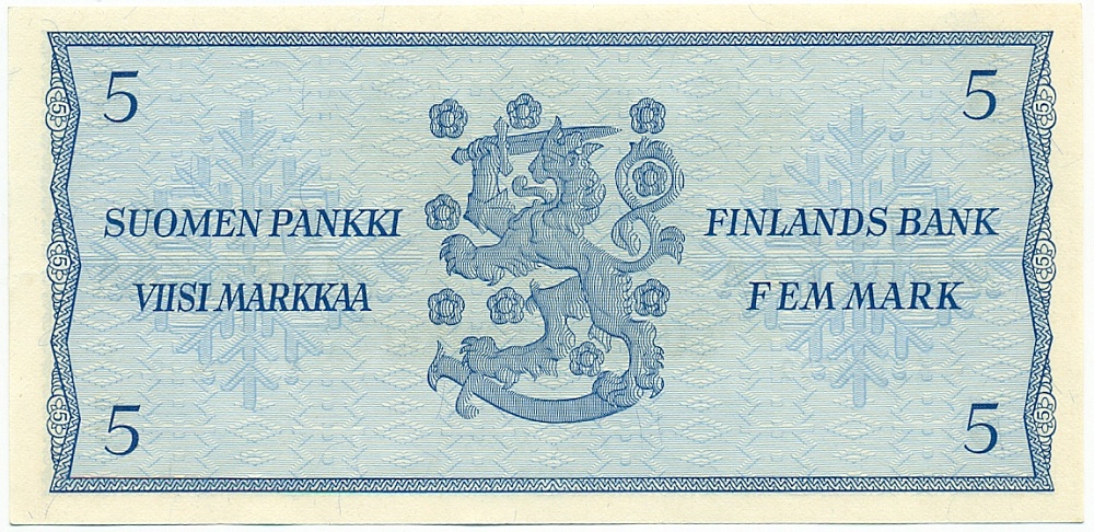 5 марок 1963 года Финляндия — Фото №2