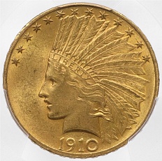 10 долларов 1910 года США — в слабе PCGS (MS63) — Фото №1