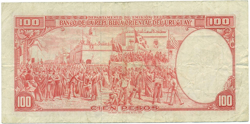 100 песо 1939 года Уругвай — Фото №2