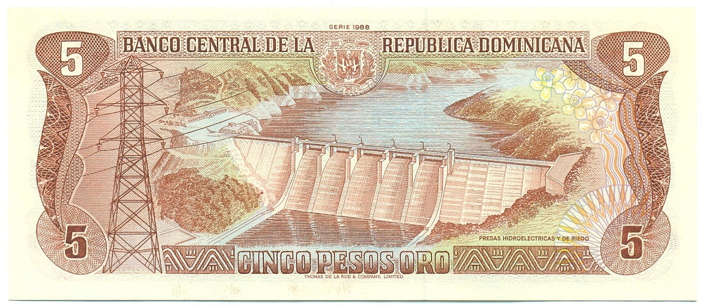 5 песо 1988 года Доминиканская республика — Фото №2