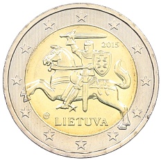 2 евро 2015 года Литва — Фото №1