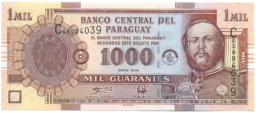 1000 гуарани 2004 года Парагвай — Фото №1