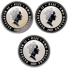 Набор из 3 монет 2 доллара 2009 года Фиджи «Последняя русская королевская семья» — Фото №2