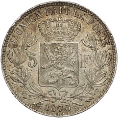 5 франков 1873 года Бельгия — Фото №1
