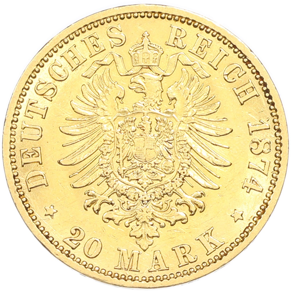 20 марок 1874 года A Германия (Пруссия) — Фото №2
