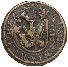 12 мараведи 1641-1642 года Испания (Надчекан на 8 мараведи 1613 года) — Фото №1