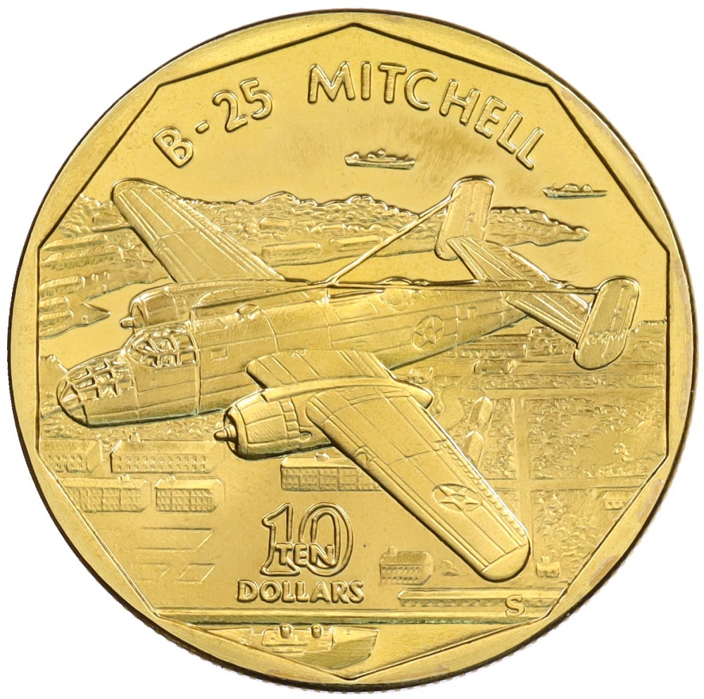 10 долларов 1991 года Маршалловы Острова «Самолеты Второй Мировой войны — North American B-25 Mitchell» — Фото №1