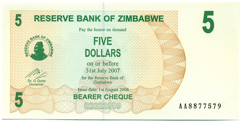 5 долларов 2006 года Зимбабве — Фото №1