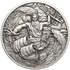 5 долларов 2022 года Самоа «12 Олимпийских богов в зодиаке — Посейдон и Рыбы» — Фото №1