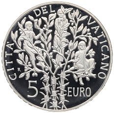 5 евро 2005 года Ватикан «60 лет со дня окончания Второй мировой войны» — Фото №1