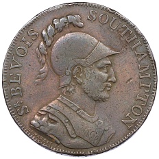 Токен 1/2 пенни 1791 года Великобритания — Саутгемптон (Портсмуд) Сэр Бевуа — Фото №1