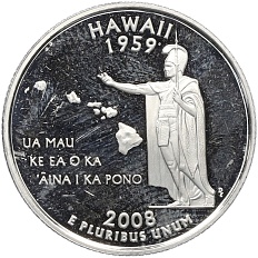 1/4 доллара (25 центов) 2008 года S США «Штаты и территории — Гавайи» — Фото №1