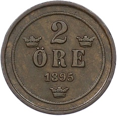 2 эре 1895 года Швеция — Фото №1