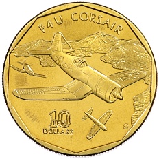 10 долларов 1991 года Маршалловы Острова «Самолеты Второй Мировой войны — Chance Vought F4U Corsair» — Фото №1