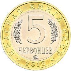 Монетовидный жетон 5 червонцев 2019 года ММД «Красная книга СССР — Гигантская бурозубка» — Фото №2