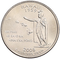 1/4 доллара (25 центов) 2008 года D США «Штаты и территории — Гавайи» — Фото №1
