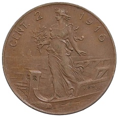 2 чентезимо 1916 года Италия — Фото №1