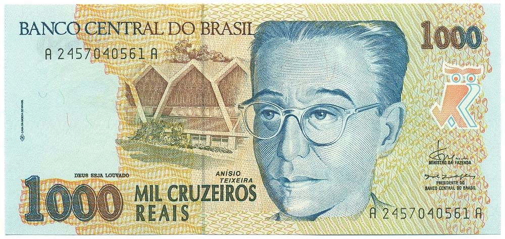 1000 крузейро 1993 года Бразилия — Фото №1