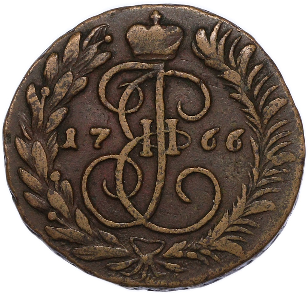 2 копейки 1766 года ММ Российская Империя (Екатерина II) — Фото №1