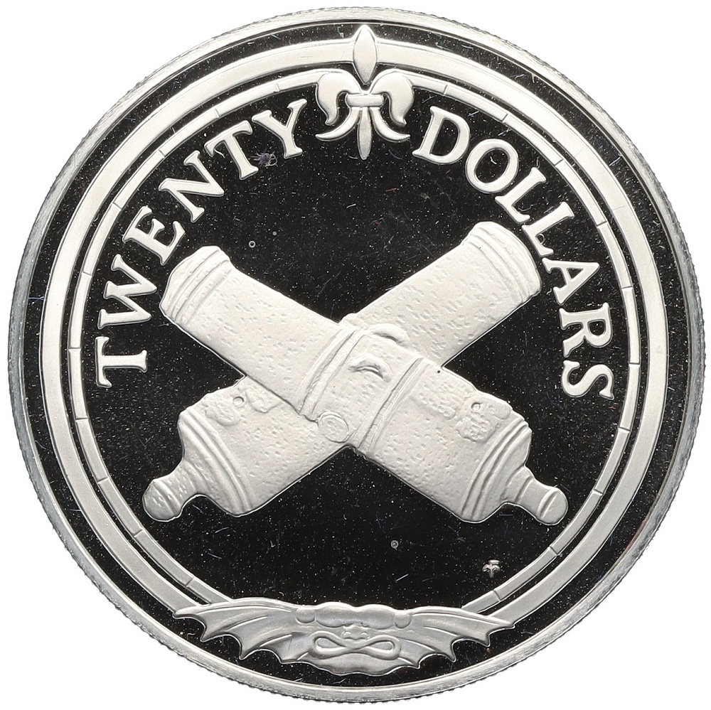 20 долларов 1985 года Британские Виргинские острова «Сокровища затонувшего корабля — Скрещенные пушки» — Фото №1