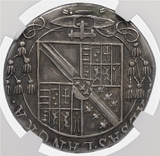 1 тестон 1593-1607 года Страсбург- в слабе NGC (CLIPPED) — Фото №2