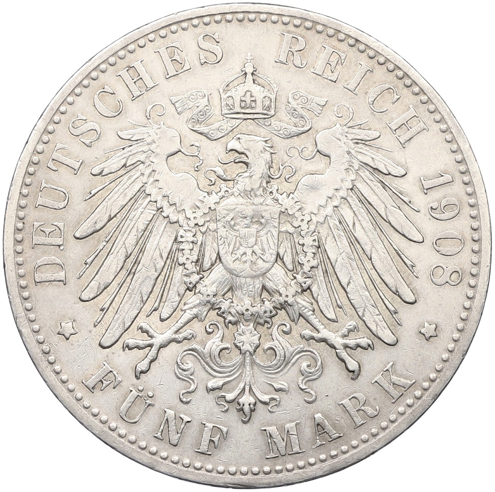 5 марок 1908 года Германия (Саксен-Мейнинген) — Фото №2