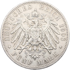 5 марок 1908 года Германия (Саксен-Мейнинген) — Фото №2