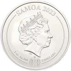 2 доллара 2023 года Самоа «Четыре стража — Белый тигр» — Фото №2