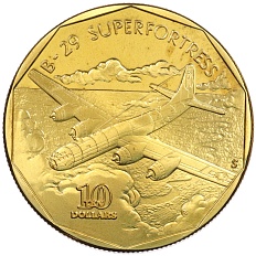 10 долларов 1991 года Маршалловы Острова «Самолеты Второй Мировой войны — Boeing B-29 Superfortress» — Фото №1