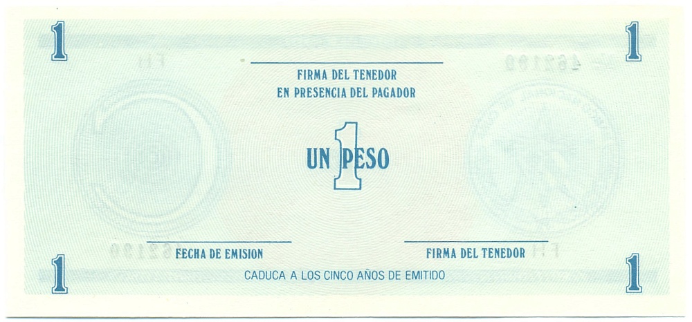 1 песо 1985 года Куба (Валютный сертификат) — Фото №2