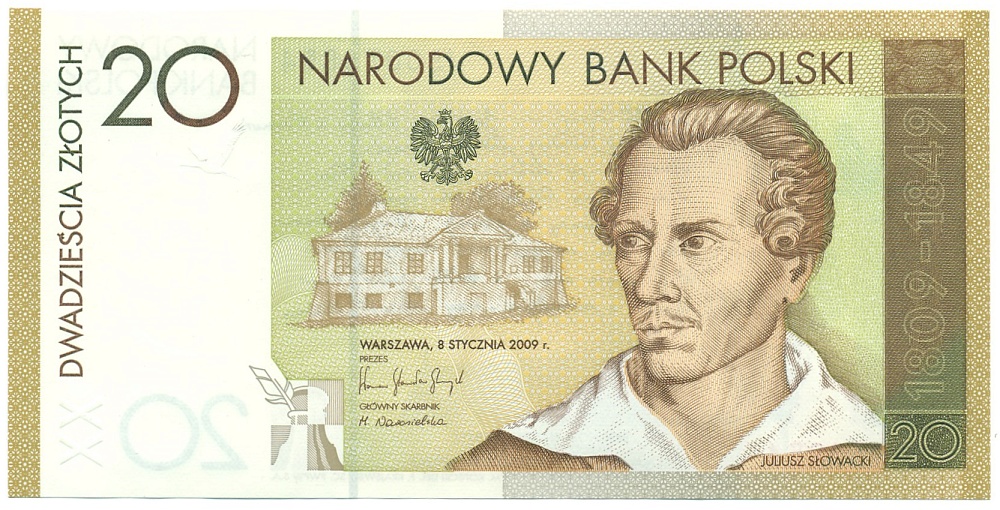 20 злотых 2009 года Польша «200 лет со дня рождения Юлиуша Словацкого» — Фото №1