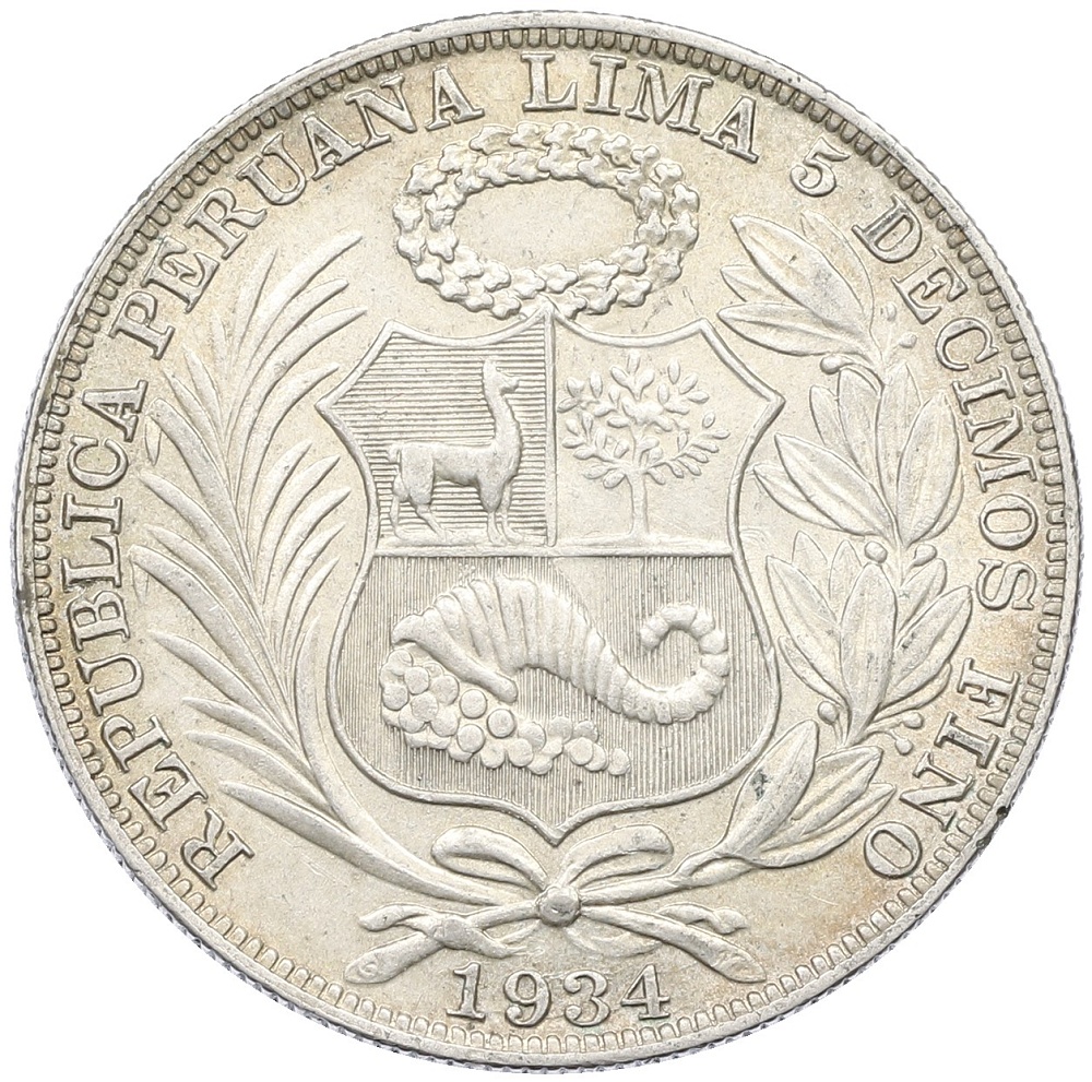 1 соль 1934 года Перу — Фото №2