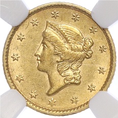 1 доллар 1852 года США — в слабе NGC (AU details) — Фото №2