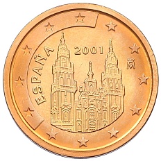 2 евроцента 2001 года Испания — Фото №1